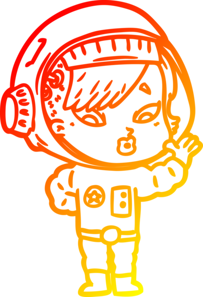 Bir insan tarafından çizilmiş bir astronot kadın çizgi çizimi.