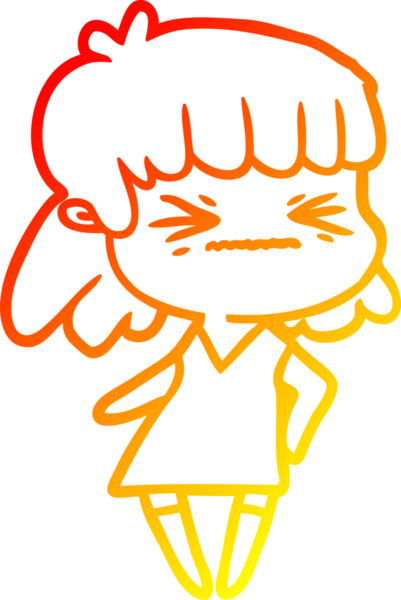 Bir insan tarafından çizilmiş kızgın bir kızın sıcak çizgi çizimi