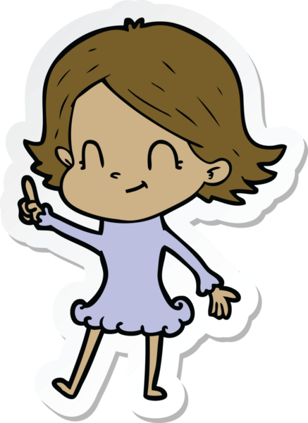 Bir insan tarafından çizilmiş, karikatür dostu bir kızın çıkartması.