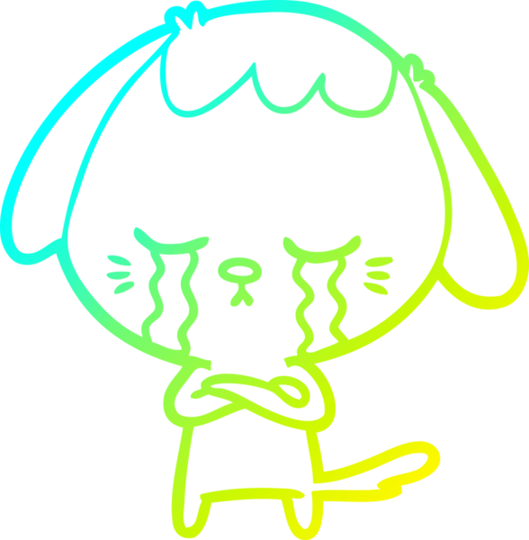 Bir insan tarafından çizilmiş ağlayan bir köpeğin soğuk gradyan çizimi