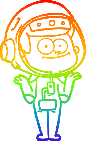 gökkuşağı gradyan çizimi mutlu bir astronot çizgi filmi bir insan tarafından çizildi