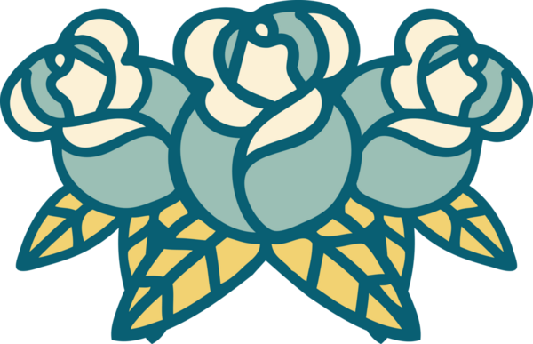 Bir insan tarafından çizilmiş bir buket çiçeğin ikonik dövme şekli