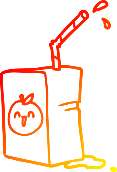 Bir insan tarafından çizilmiş elma suyu kutusunun sıcak gradyan çizgisi.