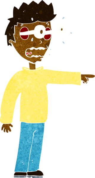 Bir insan tarafından çizilmiş gözleri olan çizgi film adamı.