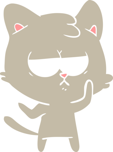 Sıkıcı düz renkli çizgi film kedisi bir insan tarafından çizildi