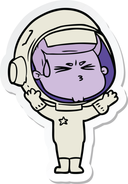 Bir insan tarafından çizilmiş astronotun çizdiği bir çizgi film çıkartması.