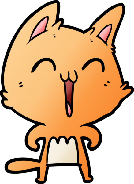 Bir insan tarafından çizilmiş mutlu çizgi film kedisi.