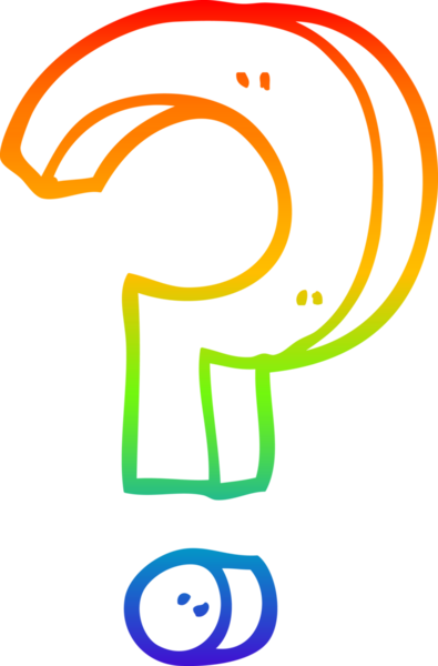 gökkuşağı gradyan çizgi çizimi bir insan tarafından çizilmiş soru işareti