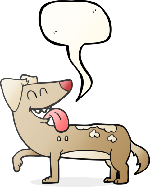 Bir insan tarafından çizilmiş serbest konuşma balonu karikatürü soluyan köpek.