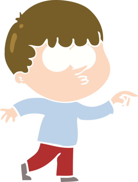 Düz renkli çizgi film meraklısı çocuk bir insan tarafından çizilmiş.