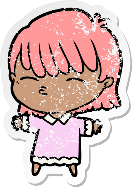 Bir insan tarafından çizilmiş karikatür bir kadının sıkıntılı çıkartması.