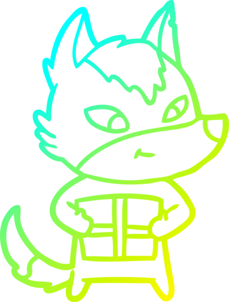 Bir insan tarafından çizilmiş, dost canlısı, çizgi film kurdu çizimi.