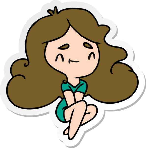 Bir insan tarafından çizilmiş sevimli bir kawai kızının çizilmiş bir karikatür çizimi.