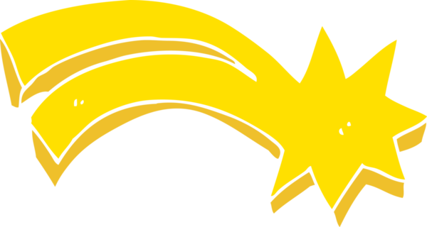 Bir insan tarafından çizilmiş dekoratif kayan yıldızın düz renk çizimi