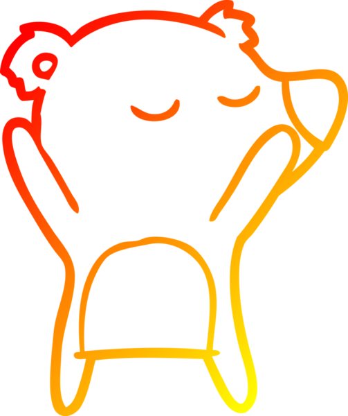 Bir insan tarafından çizilmiş mutlu çizgi film ayısının sıcak çizgi çizimi