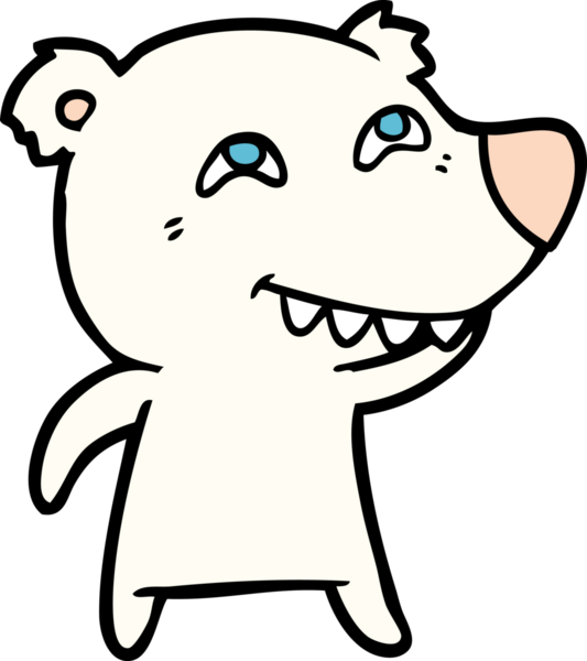 Karikatür kutup ayısı bir insan tarafından çizilmiş dişleri gösteriyor