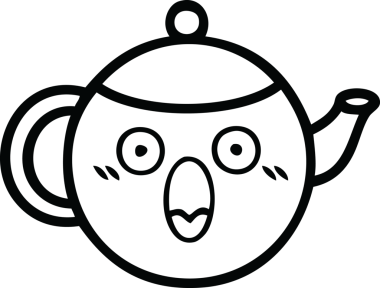 Bir insan tarafından çizilmiş bir çaydanlığın çizgi çizimi