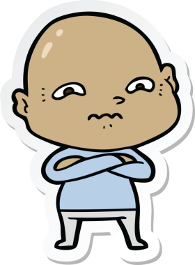 Bir insan tarafından çizilmiş gergin bir adamın çıkartması.