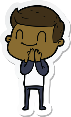 Bir insan tarafından çizilmiş, karikatür dostu bir adamın çıkartması.