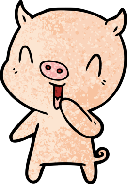 Bir insan tarafından çizilmiş mutlu çizgi film domuzu.