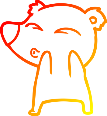 Bir insan tarafından çizilen çizgi film ıslık çalan ayının sıcak çizgi çizimi