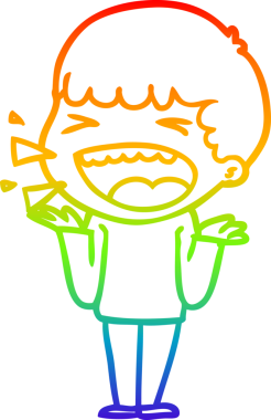 Gökkuşağının gradyan çizimi bir insan tarafından çizilmiş gülen bir adamın çizimi.