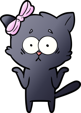 Bir insan tarafından çizilmiş çizgi film kedisi.