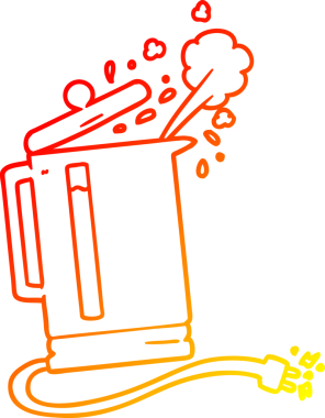 Bir insan tarafından kaynatılan elektrikli su ısıtıcısının sıcak çizgi çizimi