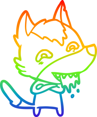 Gökkuşağı gradyan çizgisi insan tarafından çizilmiş aç bir kurt çizgi.