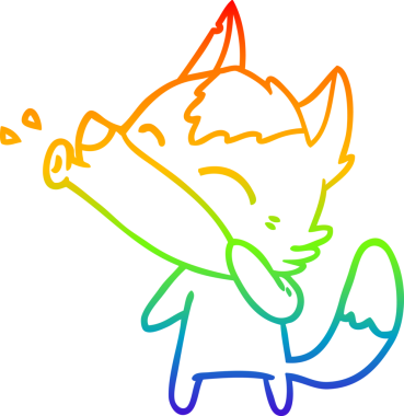 Uluyan bir kurt çizgi filminin gökkuşağı gradyanı insan tarafından çizilmiş.