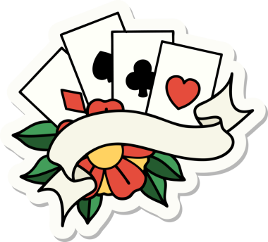 Geleneksel kart stili ve bir insan tarafından çizilmiş dövme çıkartması.