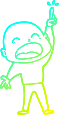 Bir insan tarafından çizilmiş kel adam diye bağıran bir çizgi film çizimi.