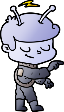 Bir insan tarafından çizilmiş dost canlısı çizgi film uzay adamı.