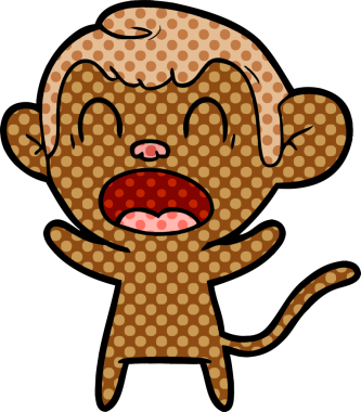 Bir insan tarafından çizilmiş bağıran çizgi maymun.