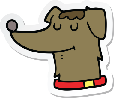 Bir insan tarafından çizilmiş bir köpeğin çıkartması.