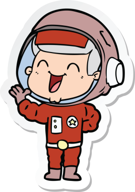 Bir insan tarafından çizilmiş mutlu bir astronotun çıkartması.