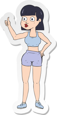 Bir insan tarafından çizilmiş bir spor salonundaki kadının çıkartması.