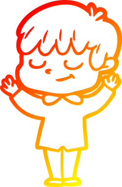 Bir insan tarafından çizilen mutlu bir çocuğun sıcak çizgi çizimi.