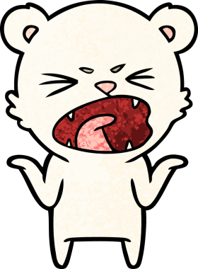 Bir insan tarafından çizilmiş kızgın kutup ayısı çizgi filmi.