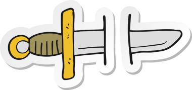 Bir insan tarafından çizilmiş dövme bıçağı sembolünün çıkartması.