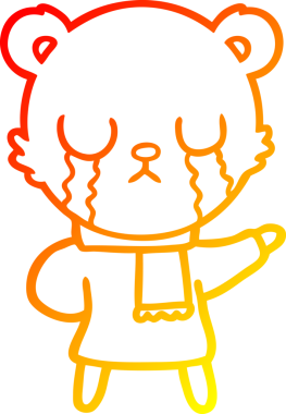 Bir insan tarafından çizilen ağlayan kutup ayısı karikatürünün sıcak çizgi çizimi