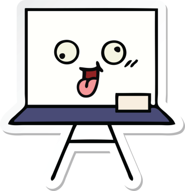 Bir insan tarafından çizilmiş beyaz bir karikatür çıkartması.