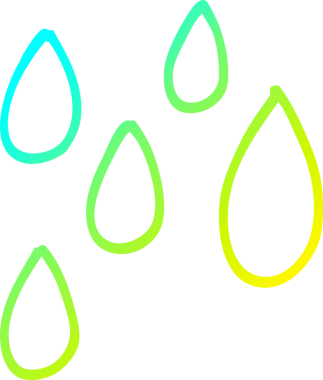 Bir insan tarafından çizilmiş yeşil boya damlacıklarının soğuk gradyan çizimi