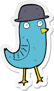 Bir insan tarafından çizilmiş mavi kuşun çıkartması.