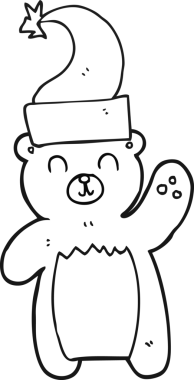 Bir insan tarafından çizilmiş siyah beyaz bir oyuncak ayının serbest çizimi.