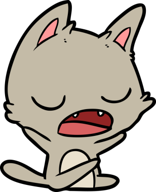 Bir insan tarafından çizilmiş konuşan kedi çizgi filmi.