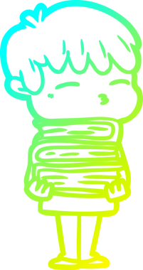 Bir çizgi film karakteri çizen soğuk gradyan bir insan tarafından çizilmiş meraklı çocuk.