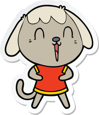 Bir insan tarafından çizilmiş şirin bir köpeğin çıkartması.