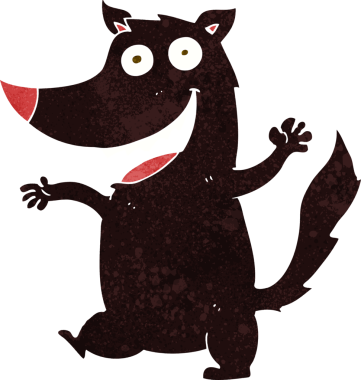 Bir insan tarafından çizilmiş mutlu bir kurt.