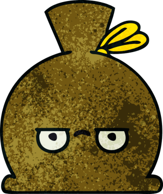 Bir insan tarafından çizilmiş eski grunge desenli bir çuval.